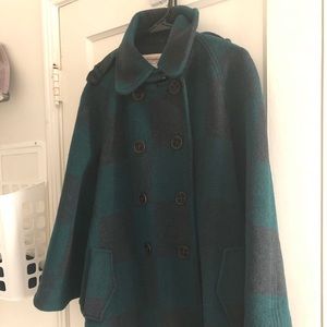 Green Plaid double breasted cape